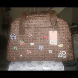 Juicy Couture Brown Logo Travel Bag with Fun Patches